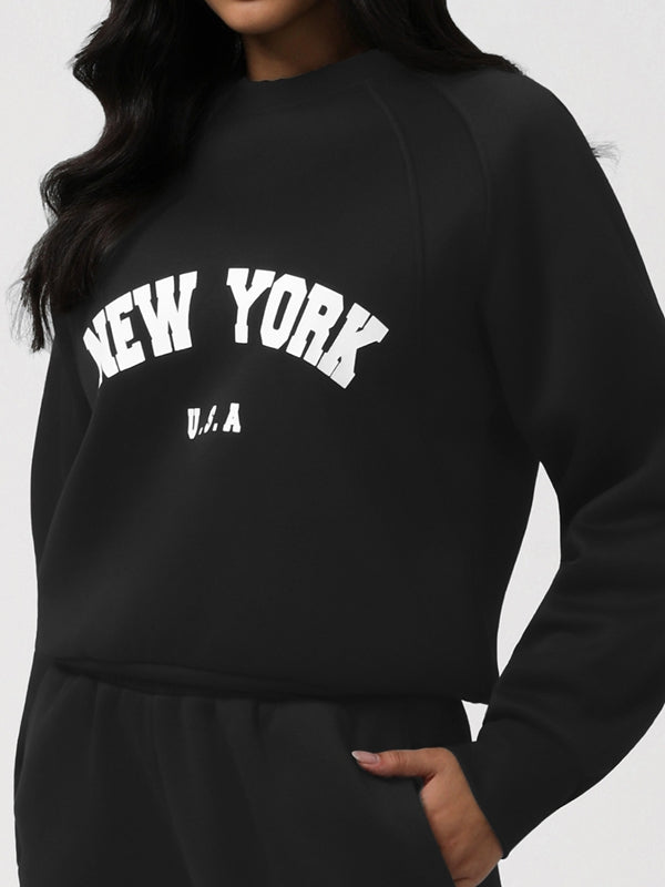 Feamle Letters Print Fleece Hoodie