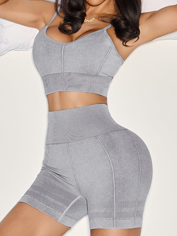 Faux Denim Seamless Short Tracksuit