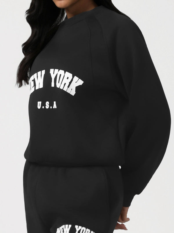 Feamle Letters Print Fleece Hoodie